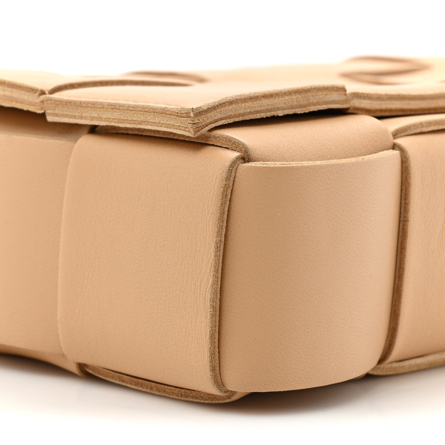 Lambskin Maxi Intrecciato Cassette Crossbody Bag Almond