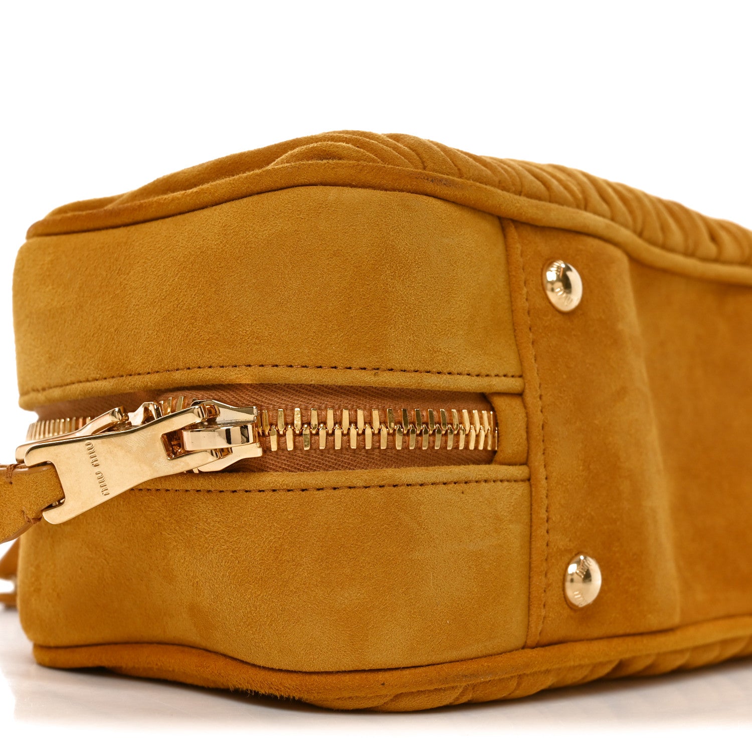 Miu Miu Suede Matelasse Large Arcadie Top Handle Bag Whisky 15 of 17