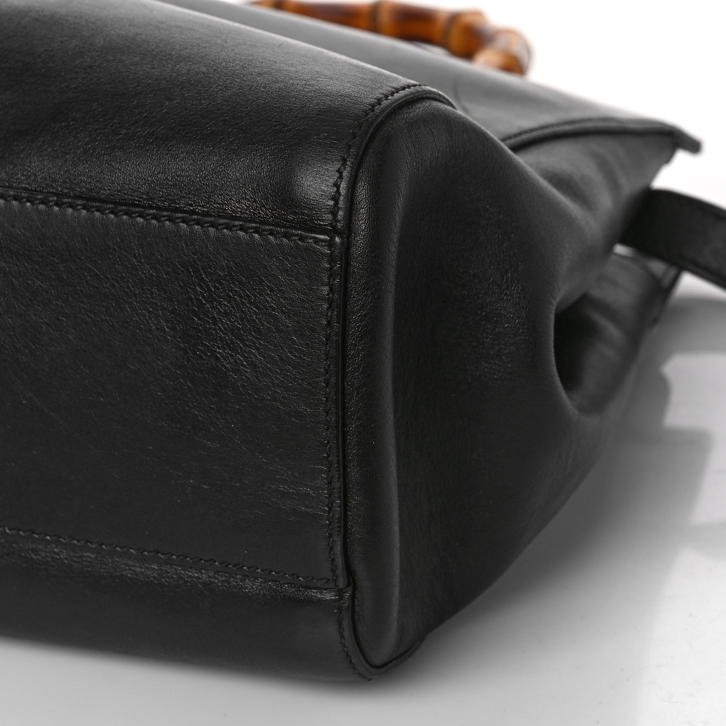 Nappa Bamboo Medium Nymphaea Top Handle Bag Black