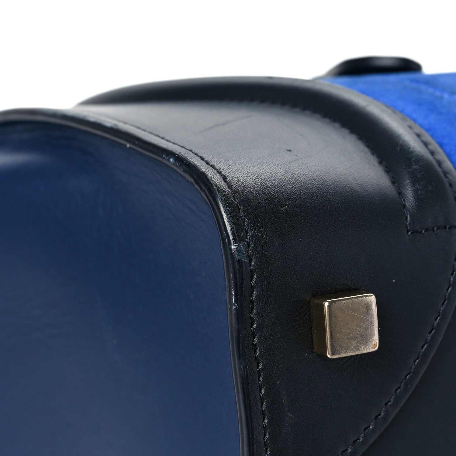 Celine Nubuck Smooth Calfskin Mini Tri-Color Luggage Bright Blue 11 of 12