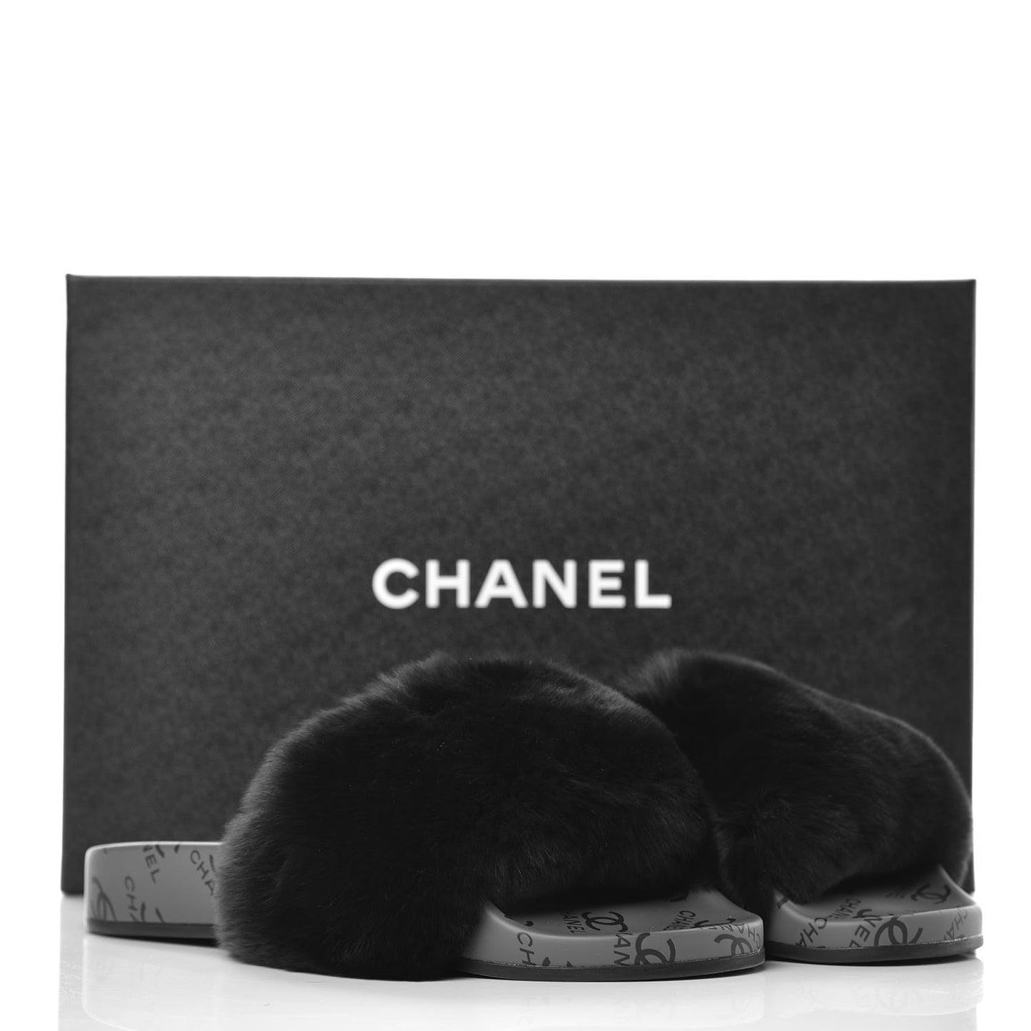 Orylag Fur Flat Sandals 35 Dark Grey