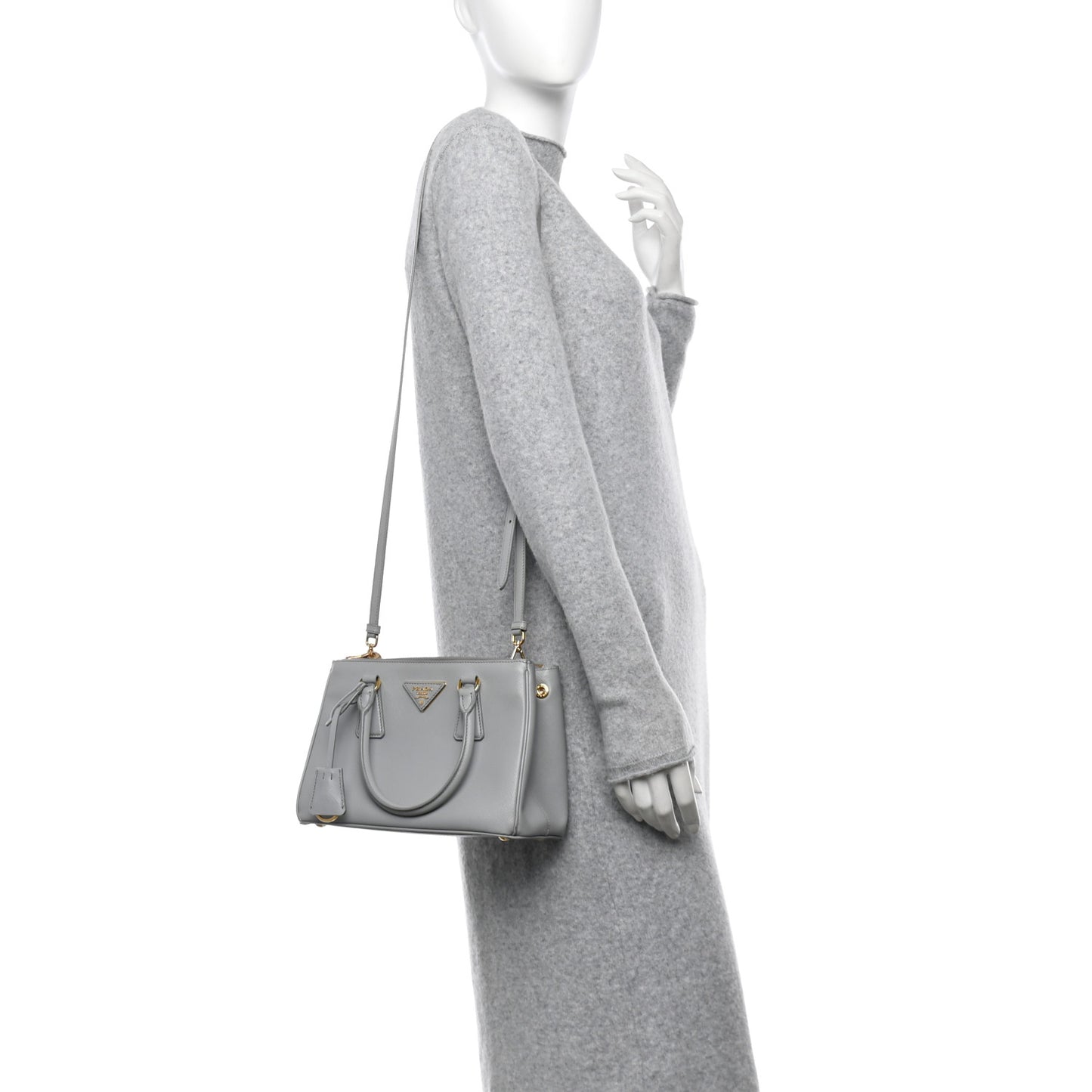 Saffiano Lux Small Galleria Double Zip Tote Granito