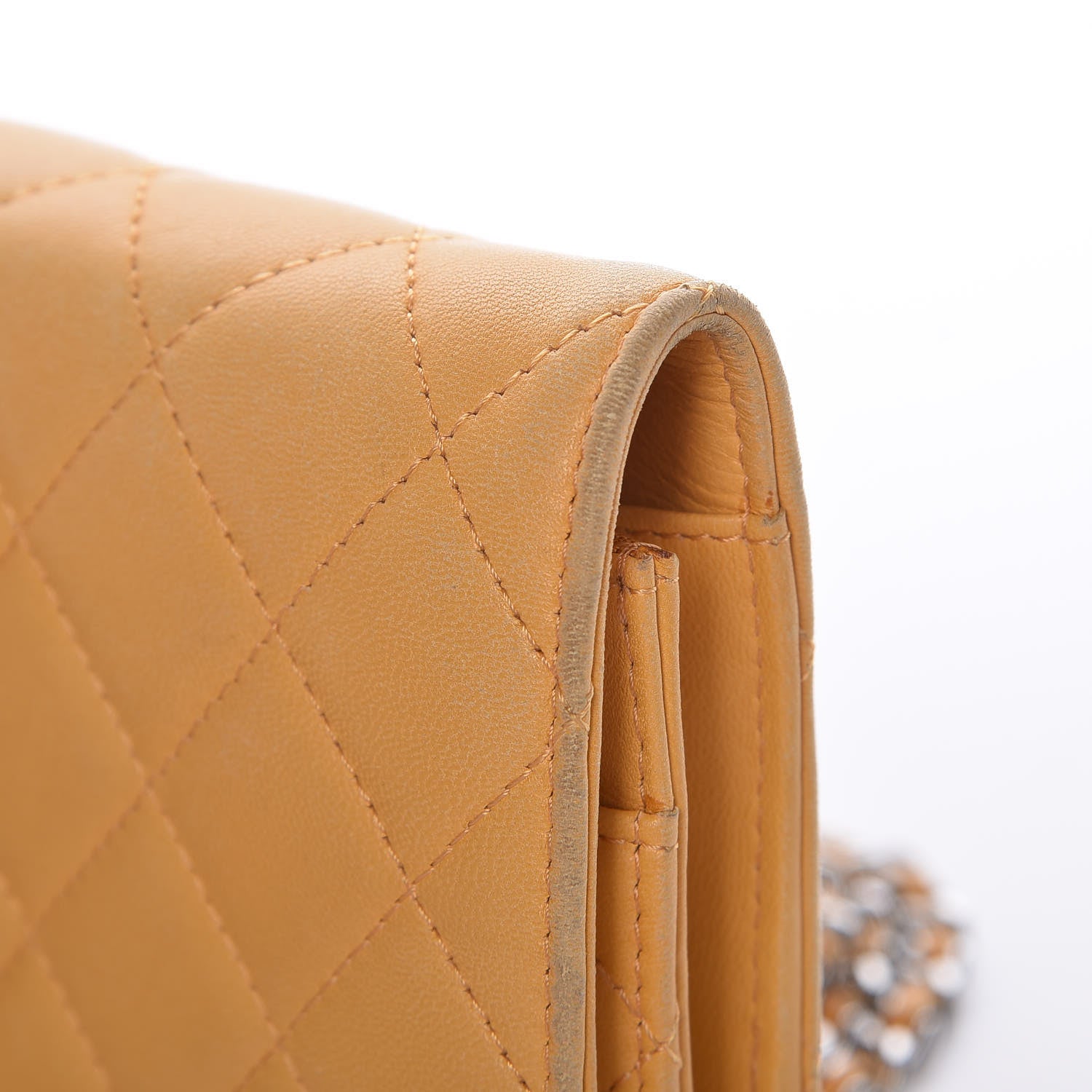 Chanel Lambskin Quilted Wallet on Chain WOC Yellow 10 of 20