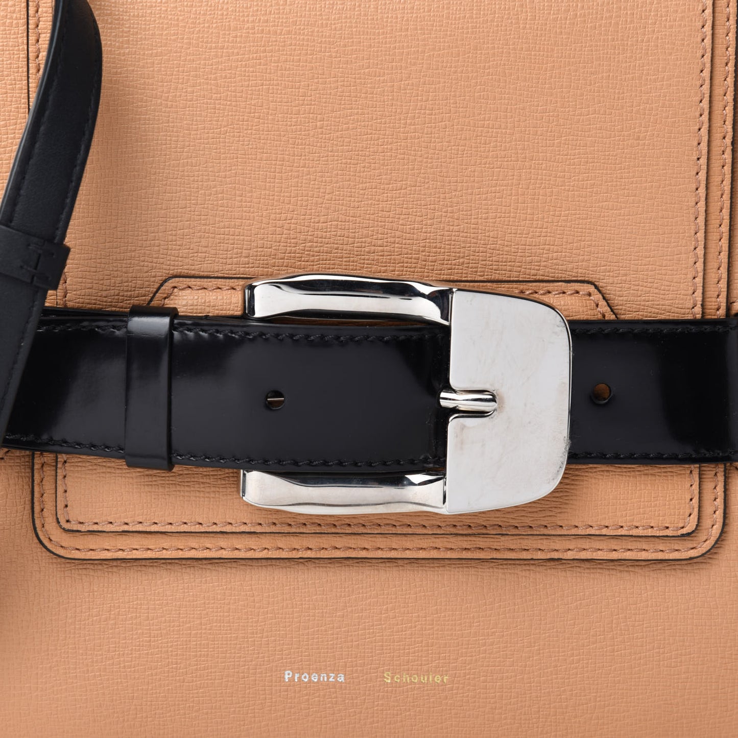 Embossed Grained Calfskin Buckle Trapeze Bag Butter Rum