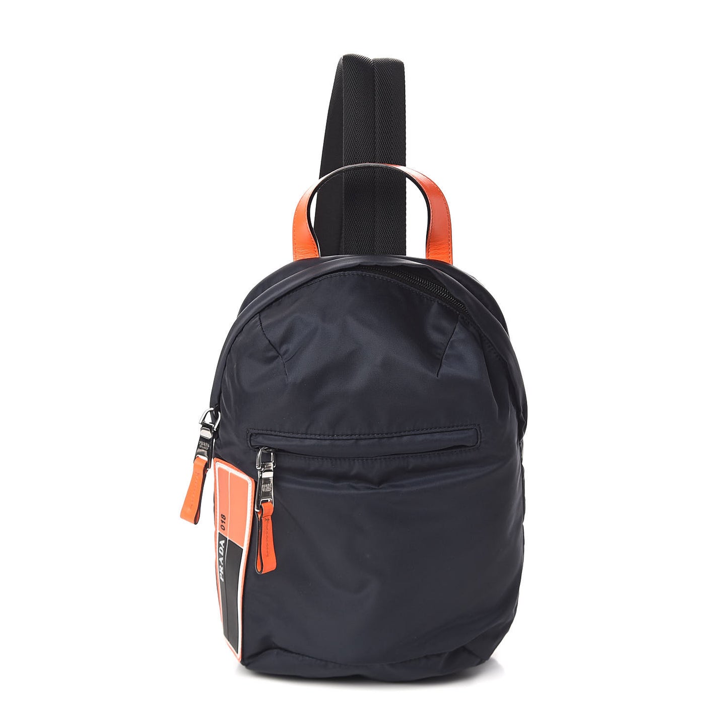 Nylon Tessuto Sling Backpack Navy Orange