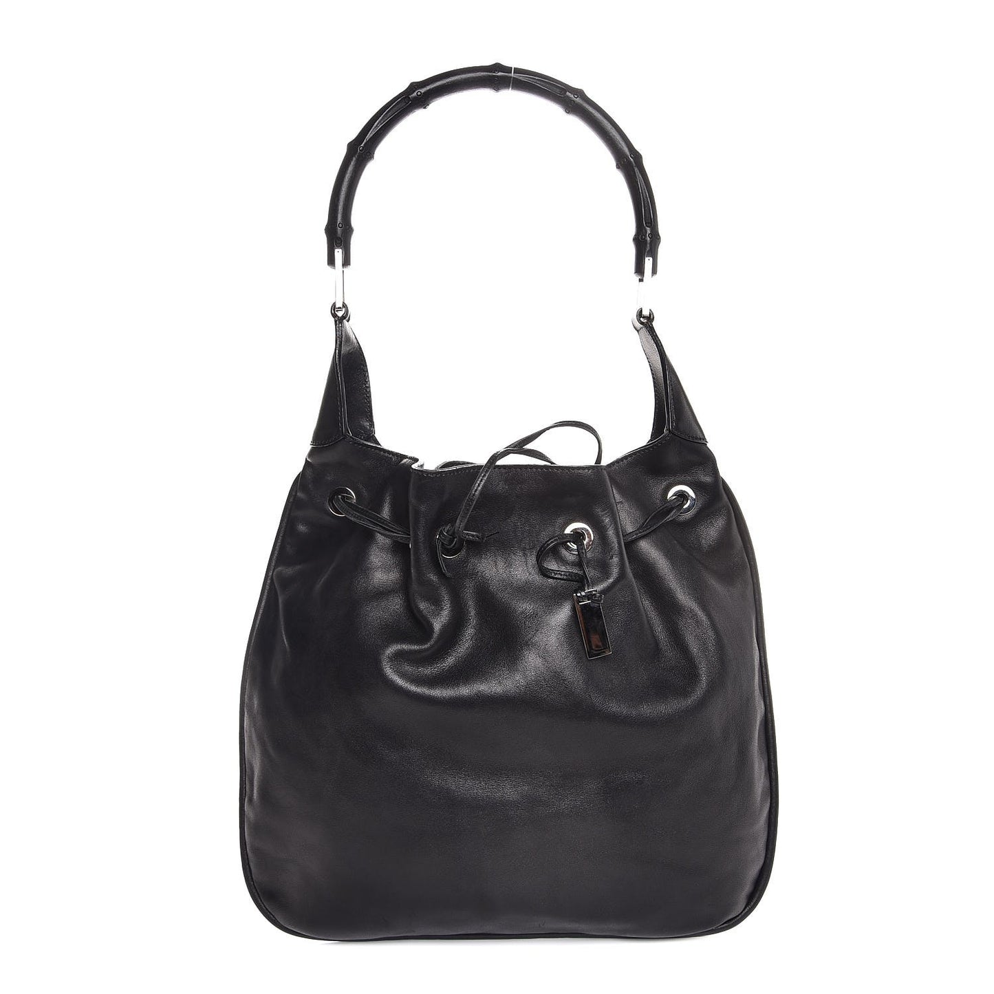 Calfskin Bamboo Top Handle Bag Black