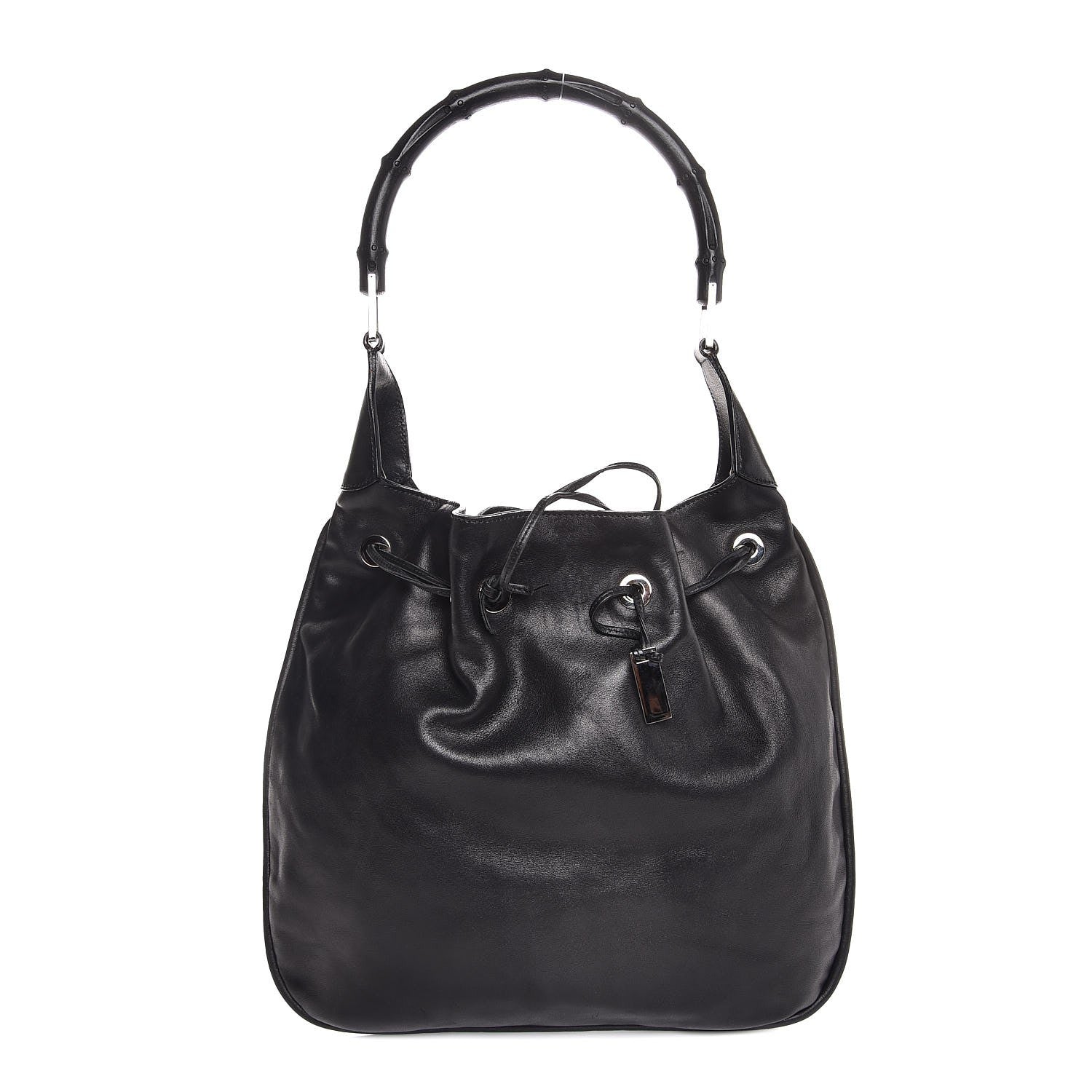Gucci Calfskin Bamboo Top Handle Bag Black 1 of 11