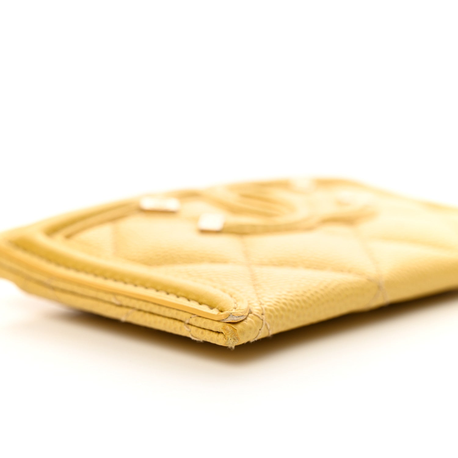 Chanel Caviar Quilted Filigree Card Holder Yellow 10 of 11