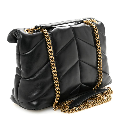 Saint Laurent Lambskin Quilted Toy Loulou Puffer Monogram Chain Satchel Black 3 of 9