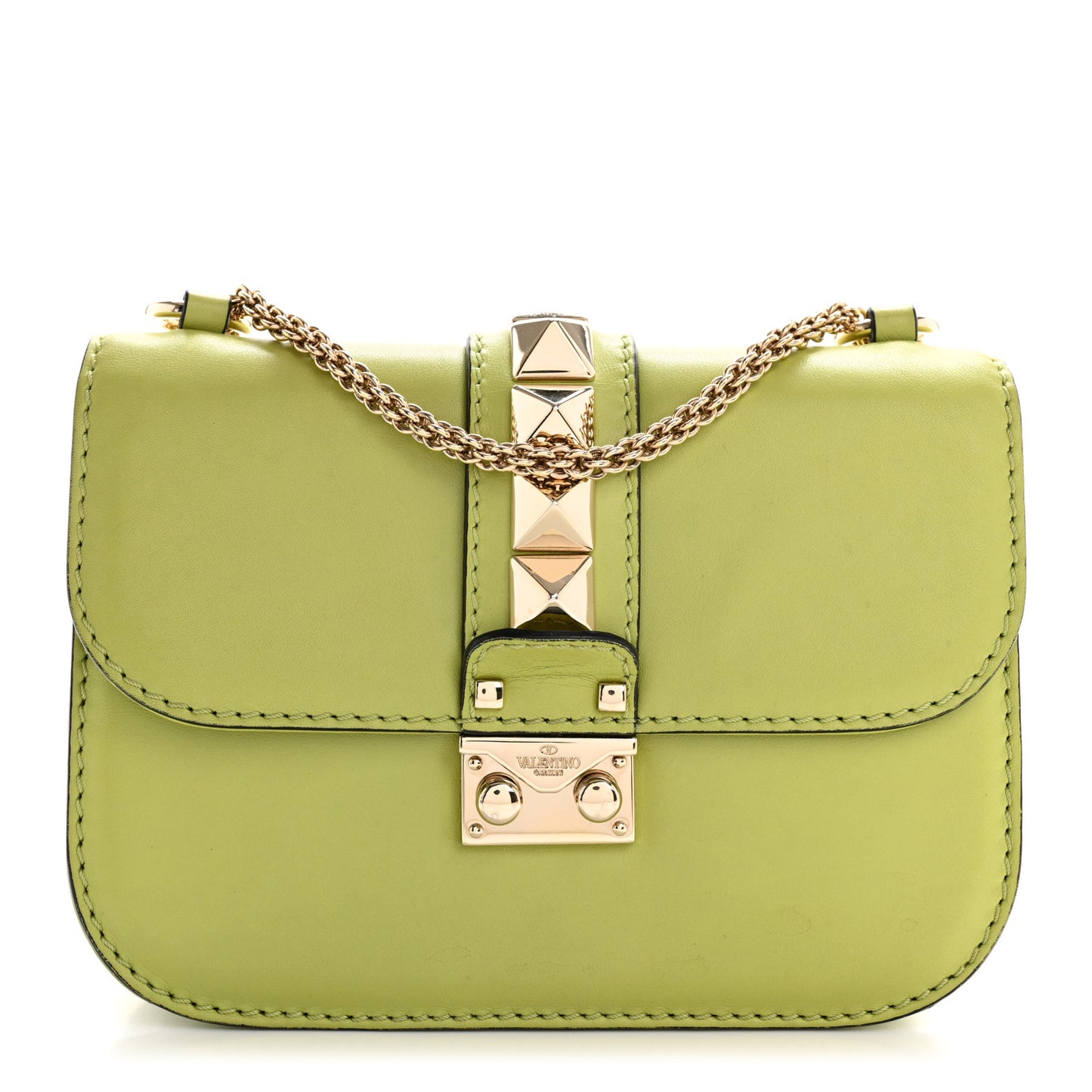 Vitello Small Glam Lock Rockstud Flap Apple