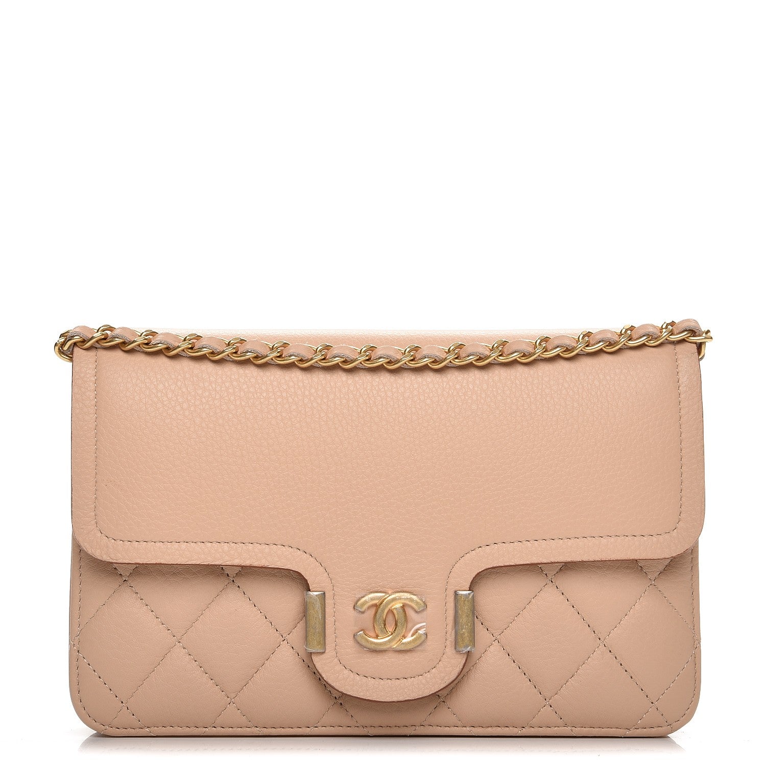 Chanel Calfskin Quilted Archi Chic Wallet On Chain WOC Beige 1 of 8