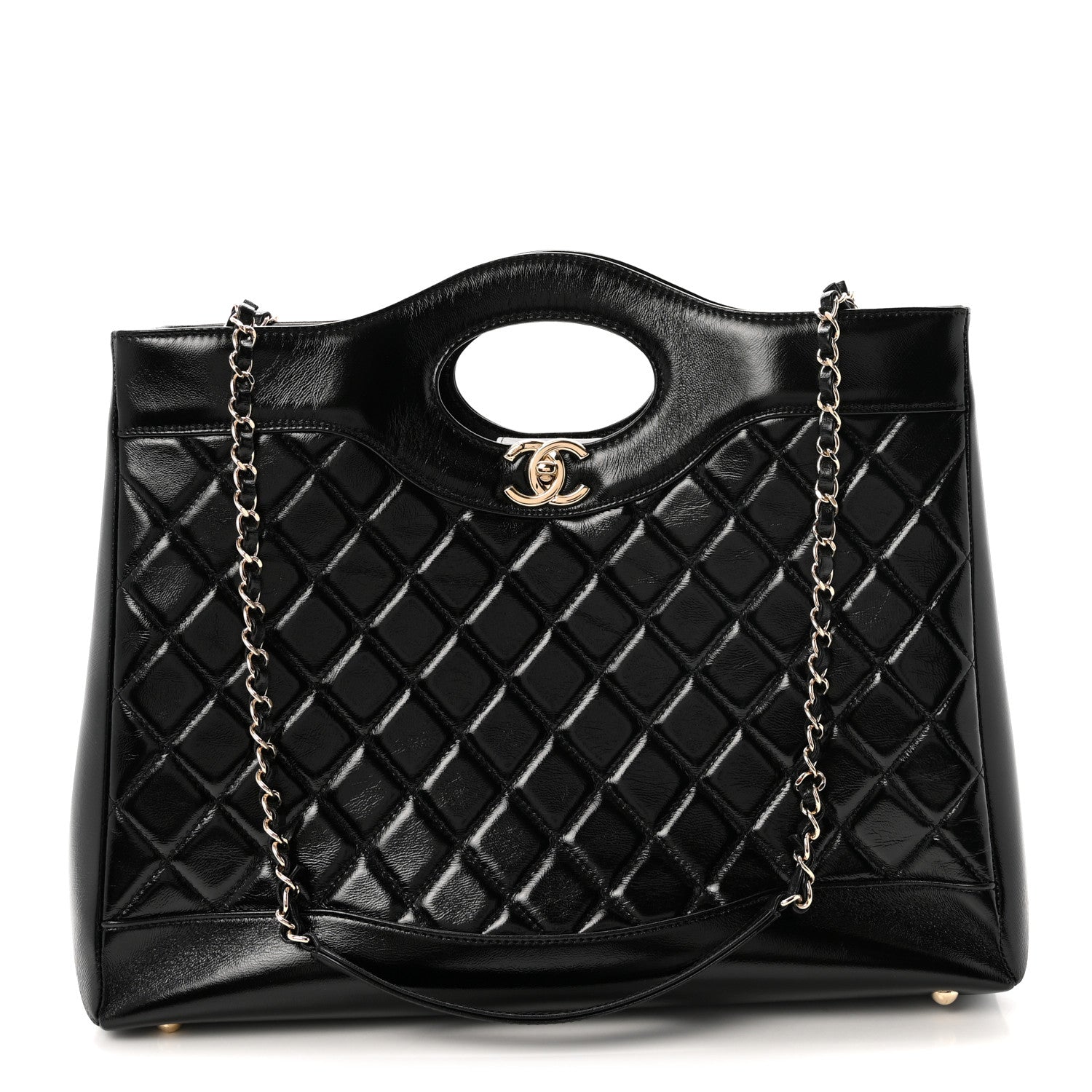 Chanel Shiny Lambskin Quilted Large 31 Shopping Bag Black 1 of 10