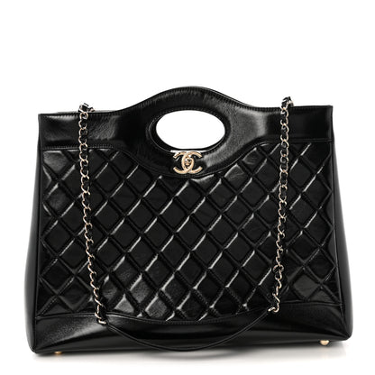 Chanel Shiny Lambskin Quilted Large 31 Shopping Bag Black 1 of 10