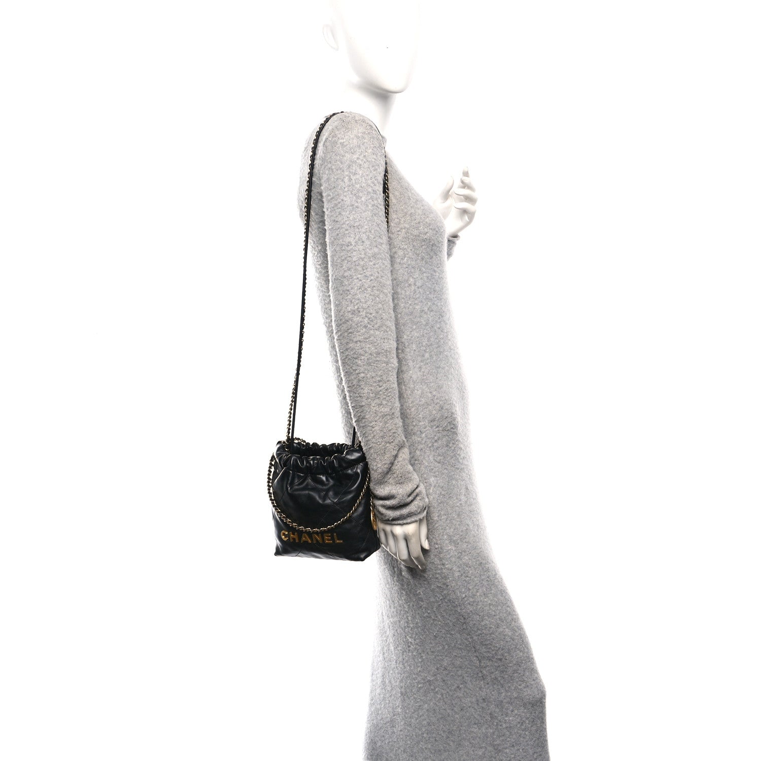 Chanel Shiny Calfskin Quilted Mini Chanel 22 Black 2 of 10