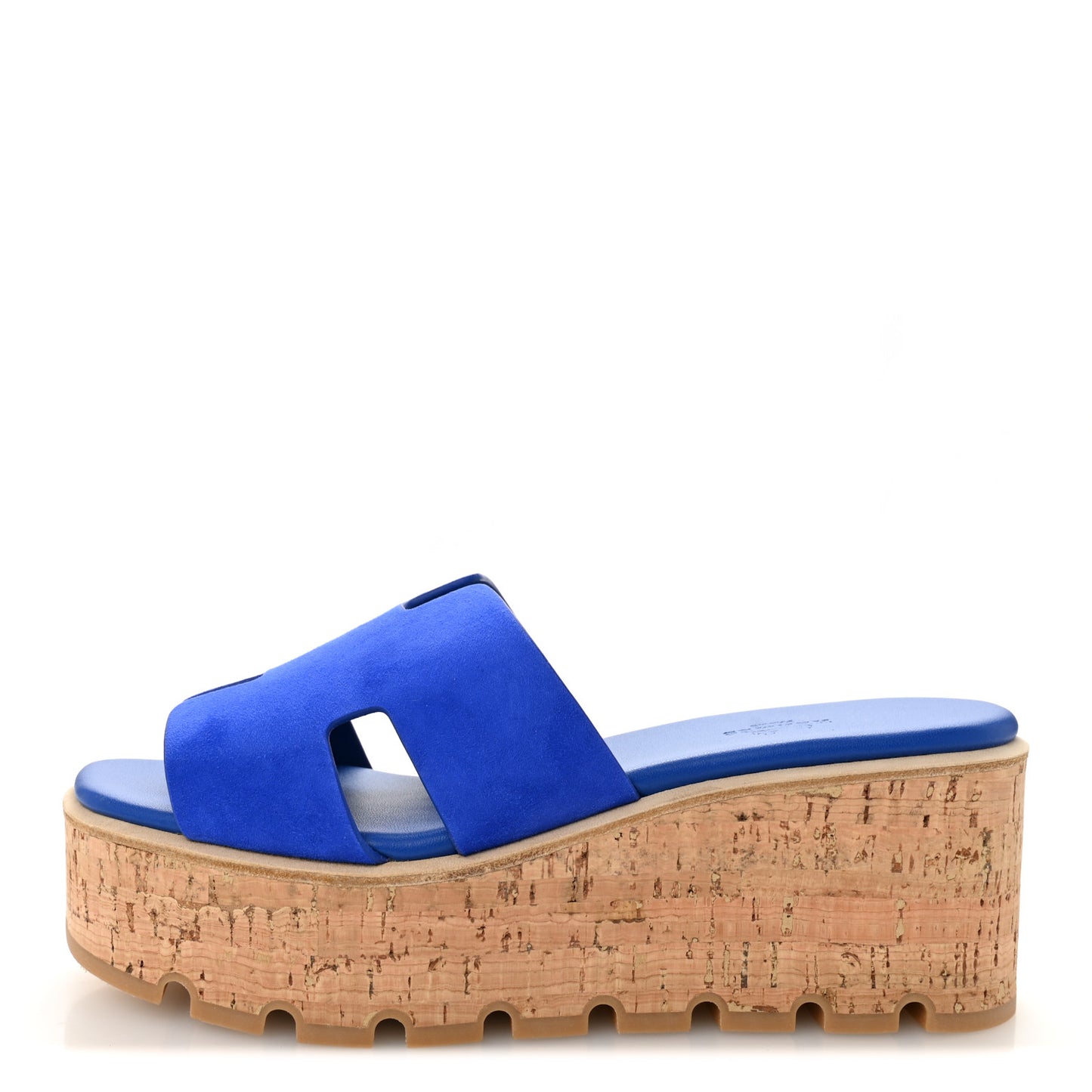 Suede Goatskin Cork Eze 30 Sandals 39 Bleu Ocean
