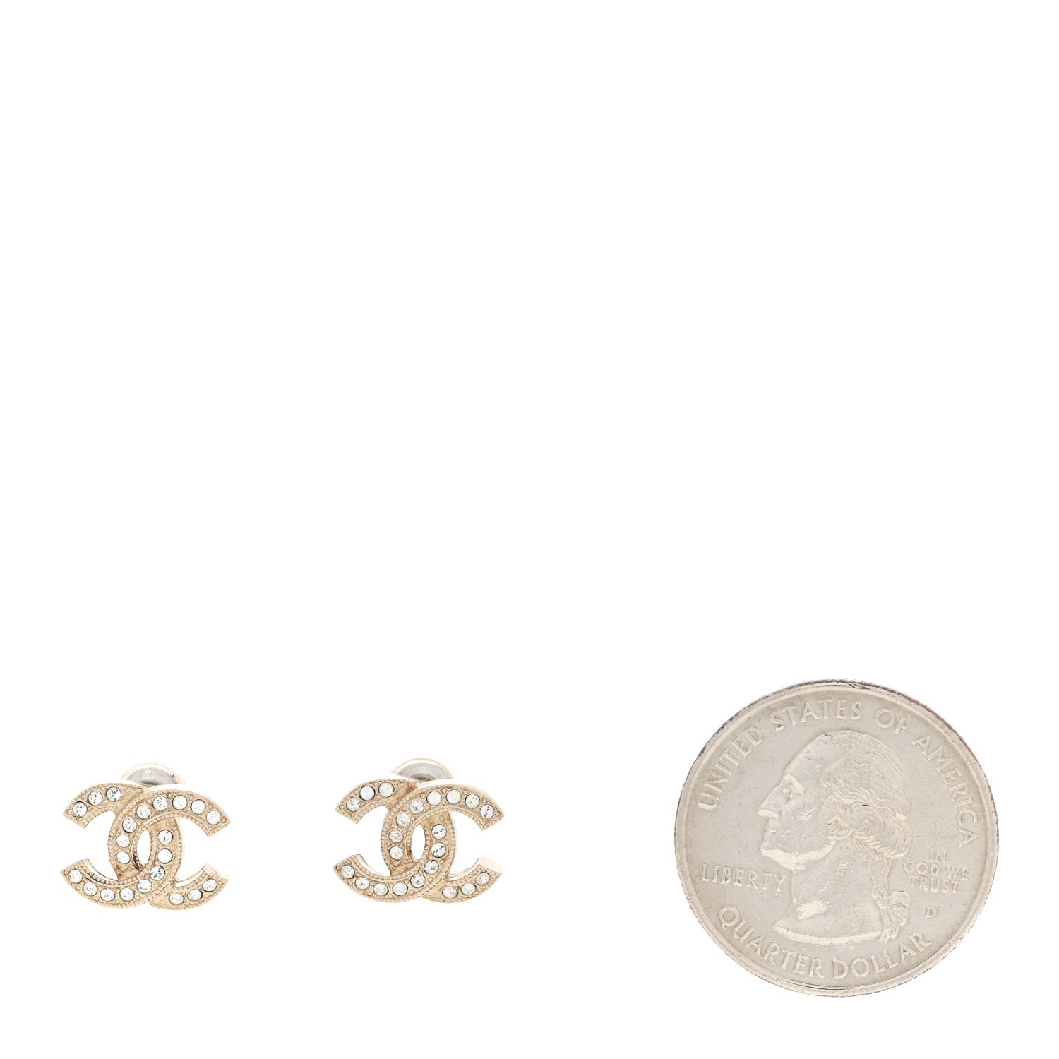 Chanel Crystal CC Earrings Light Gold 2 of 4