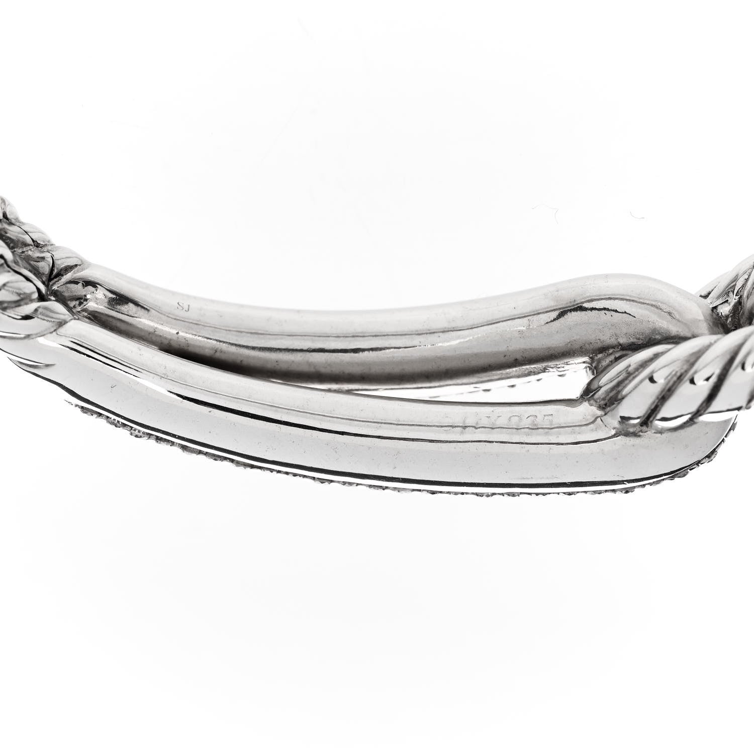 David Yurman Sterling Silver Diamond Pave 10mm Single Loop Labyrinth Bracelet 3 of 3