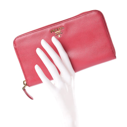 Prada Saffiano Zip Around Wallet Peonia 2 of 19