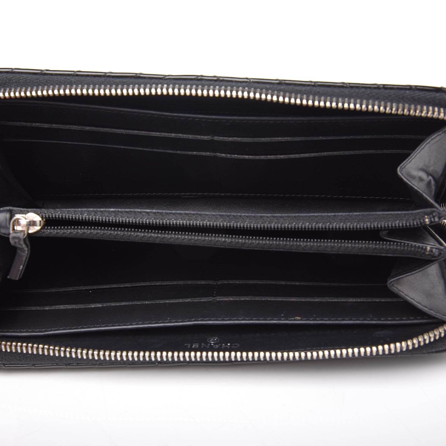 Chanel Patent Chevron Zip Around Wallet Black 5 of 10