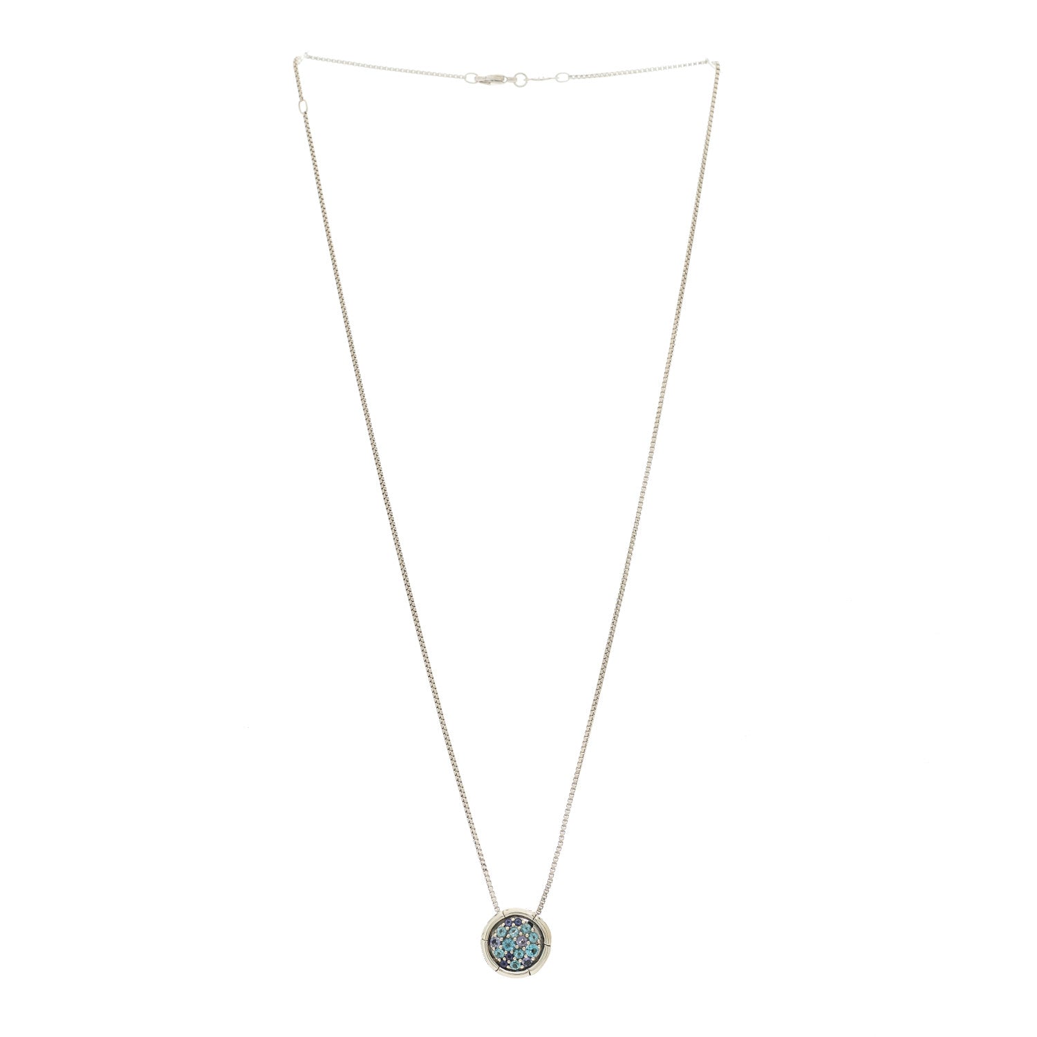 John Hardy Sterling Silver Iolite Blue Topaz Small Bamboo Round Pendant Necklace 3 of 5
