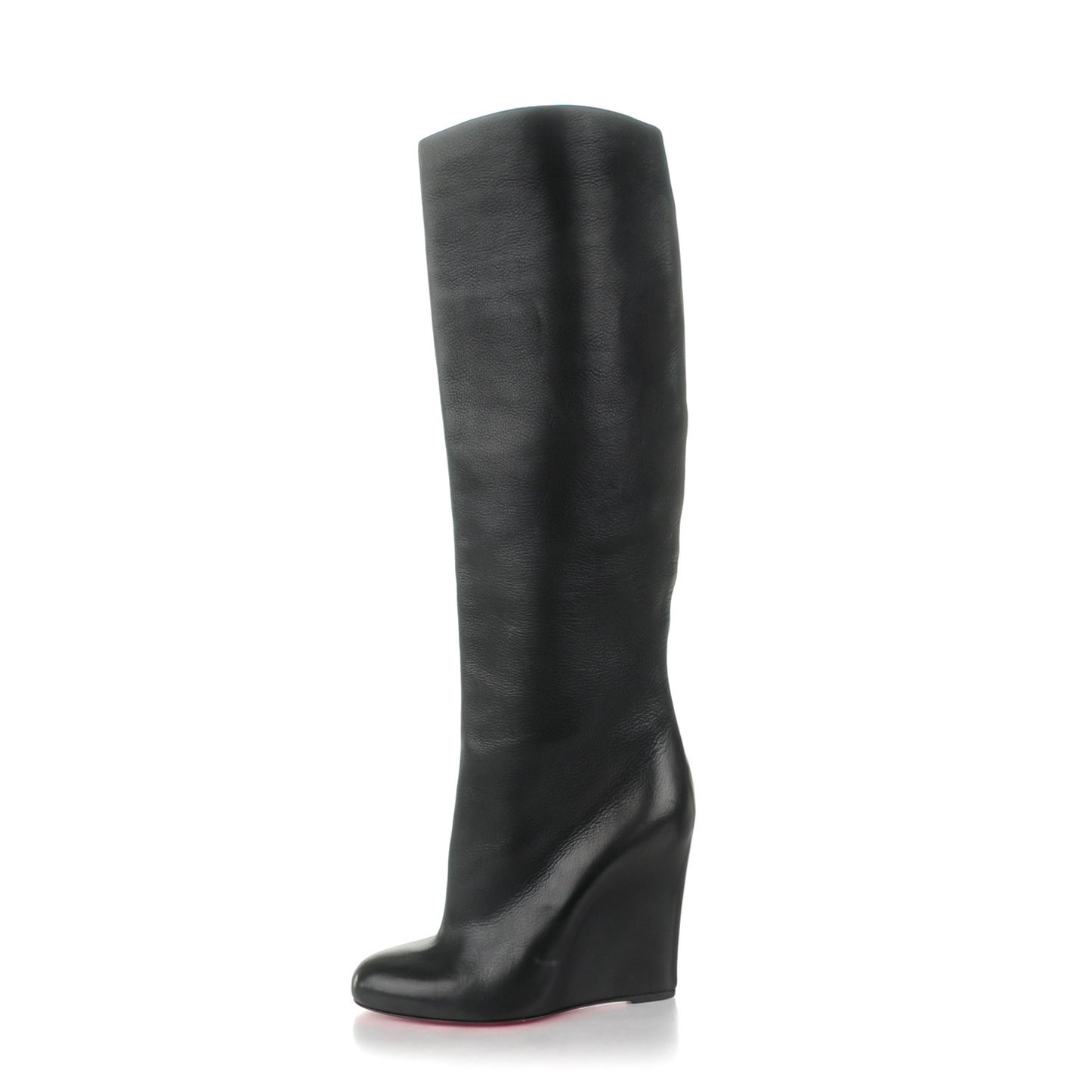 Calfskin Zepita 100 Knee High Wedge Boots 41 Black
