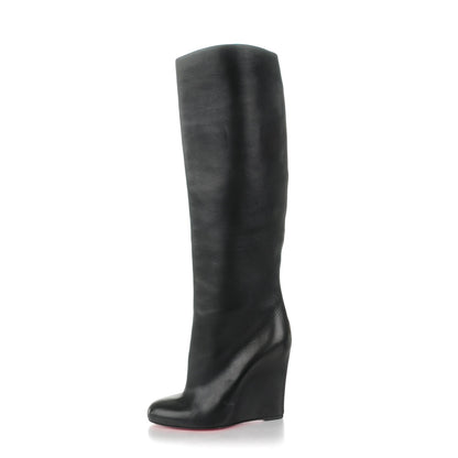 Christian Louboutin Calfskin Zepita 100 Knee High Wedge Boots 41 Black 1 of 10