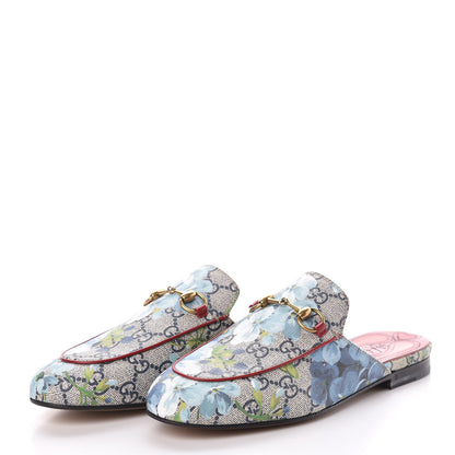Gucci GG Supreme Monogram Blooms Womens Princetown Slippers 36.5 Beige Blue Navy Hibiscus Red 3 of 7