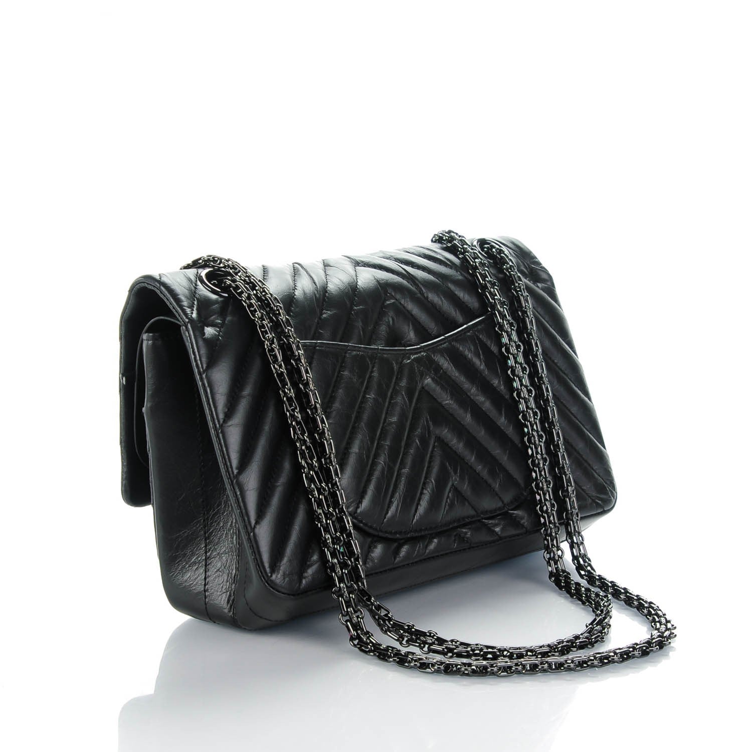 Chanel Aged Calfskin Chevron Quilted 2.55 Reissue 225 Flap So Black 3 of 8