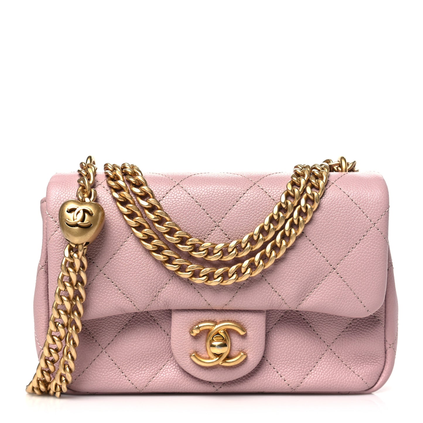 Caviar Quilted Mini Rectangular Sweetheart Flap Lilac