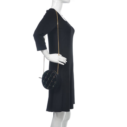 Stella McCartney Velvet Crystal Monogram Mini Round Crossbody Bag Black 2 of 8