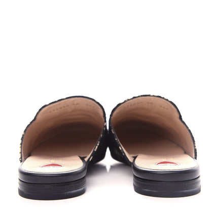Gucci Lace Malaga Kid Womens Princetown Slippers 40 Black Skin Rose 7 of 11