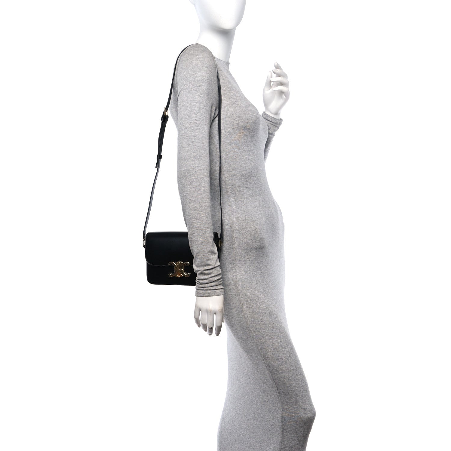 Celine Shiny Calfskin Teen Triomphe Black 2 of 9