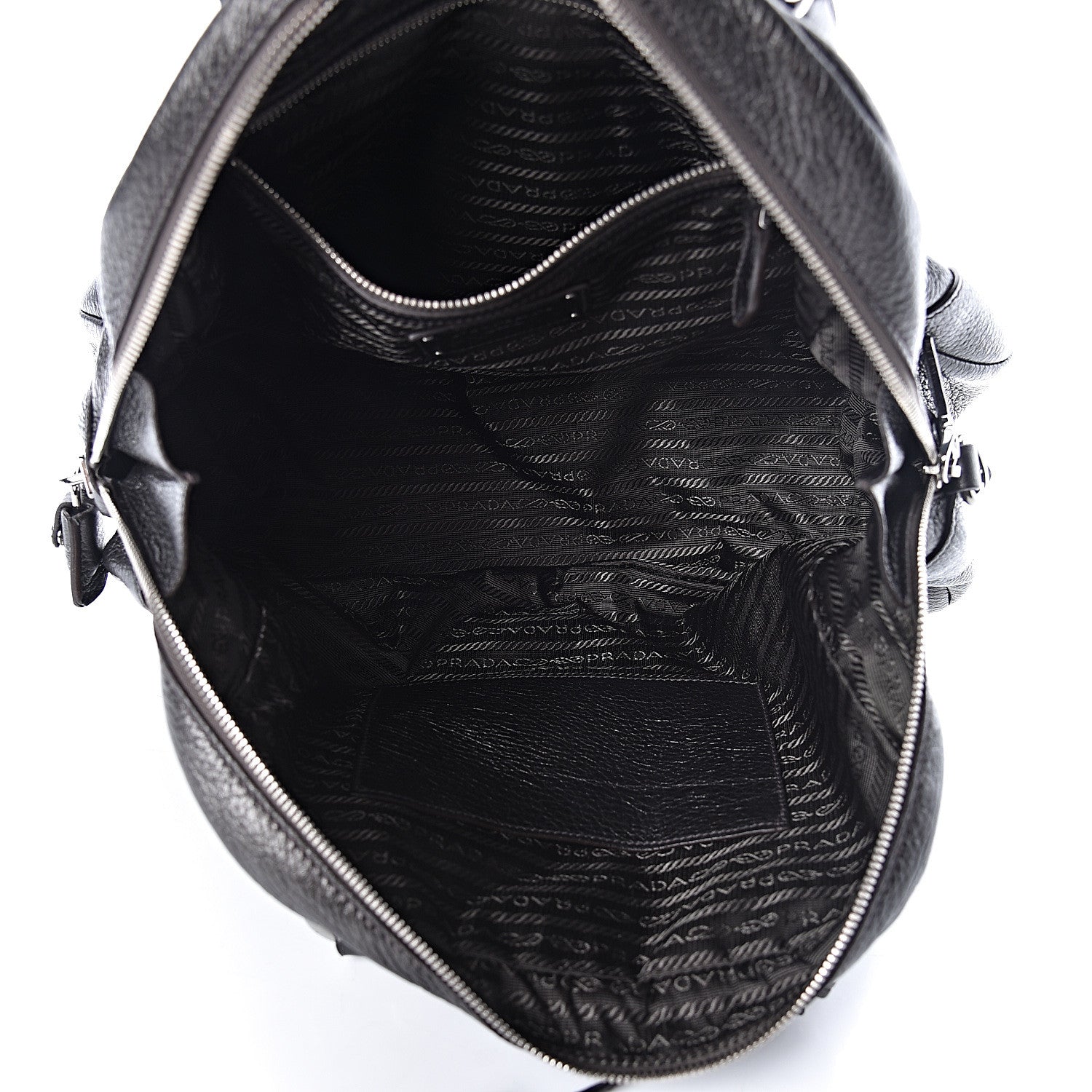 Prada Metallic Cervo Dome Satchel Dark Grey 5 of 10