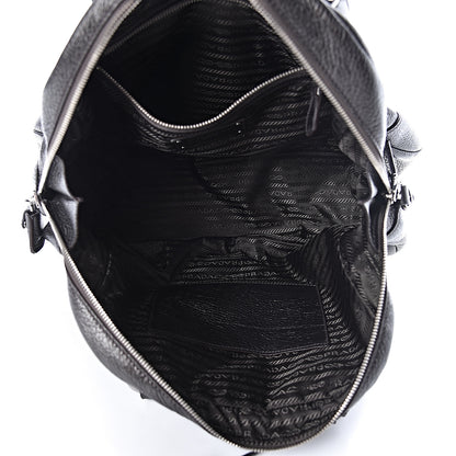 Prada Metallic Cervo Dome Satchel Dark Grey 5 of 10
