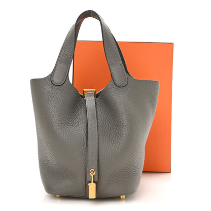 Hermes Taurillon Clemence Picotin Lock 18 PM Gris Meyer 13 of 13