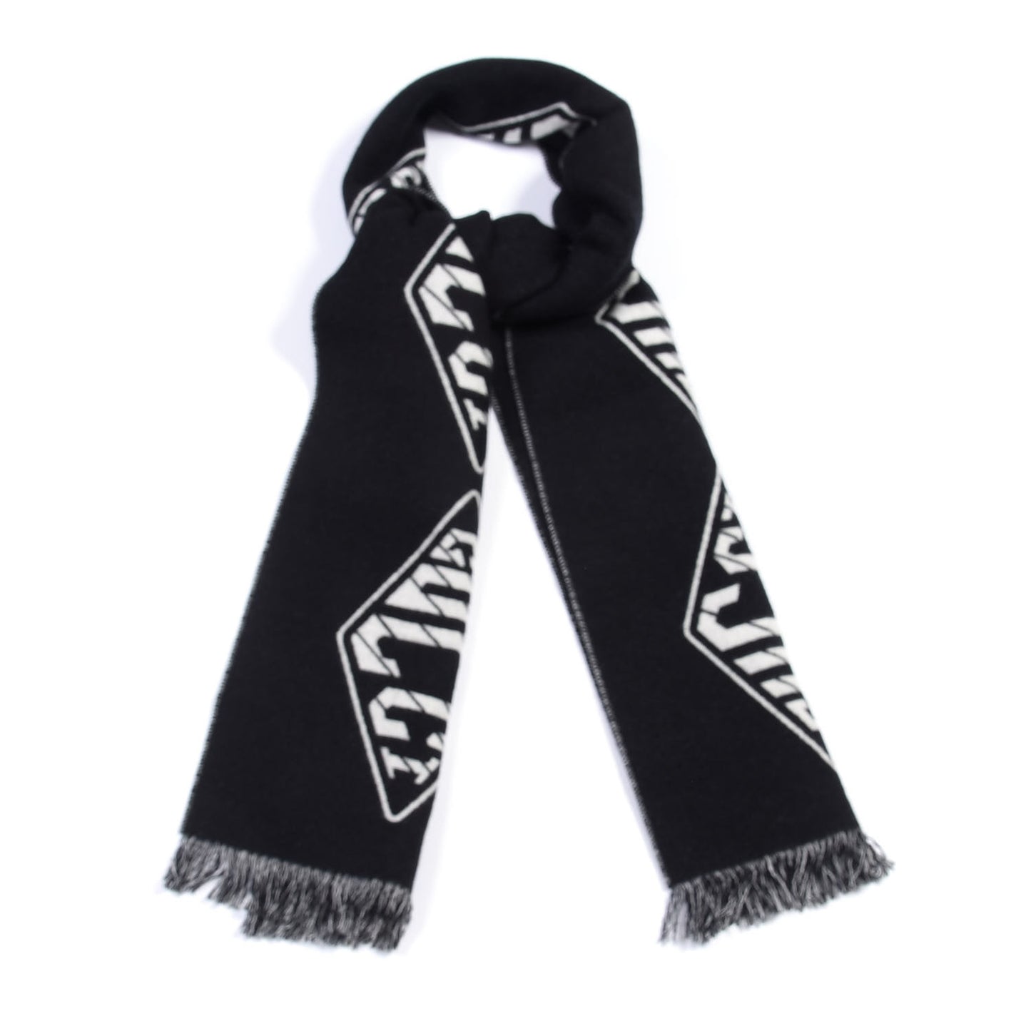 Wool Cashmere Logo Scarf Black