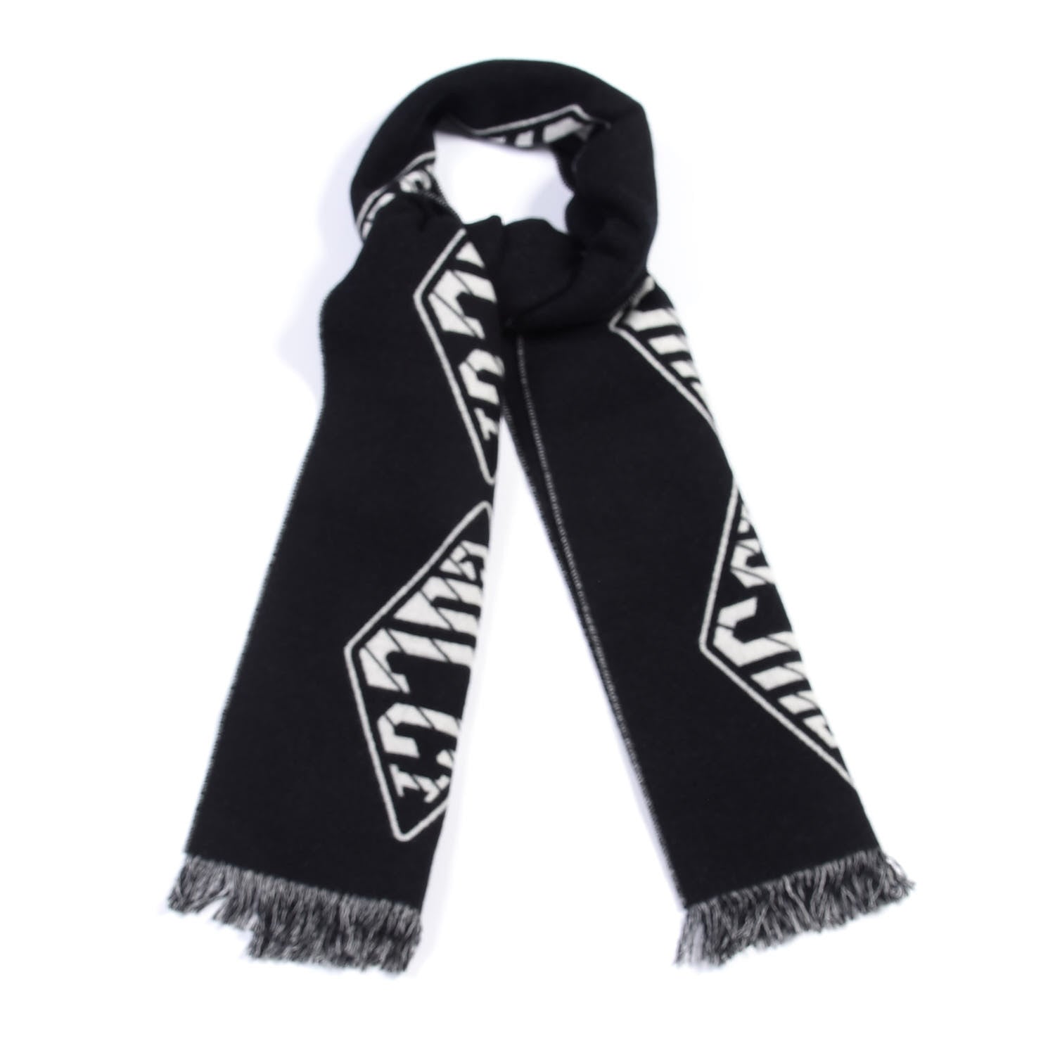 Gucci Wool Cashmere Logo Scarf Black 3 of 3