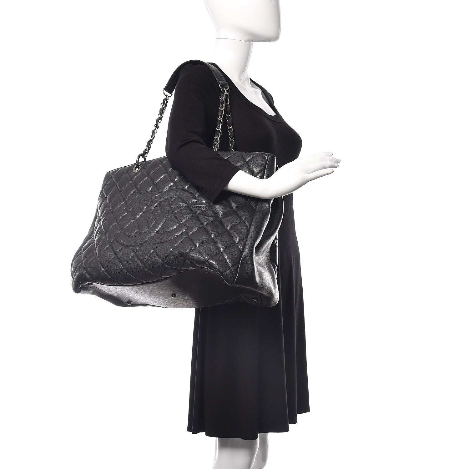 Chanel Caviar Quilted XL Grand Shopping Tote GST Black 2 of 20