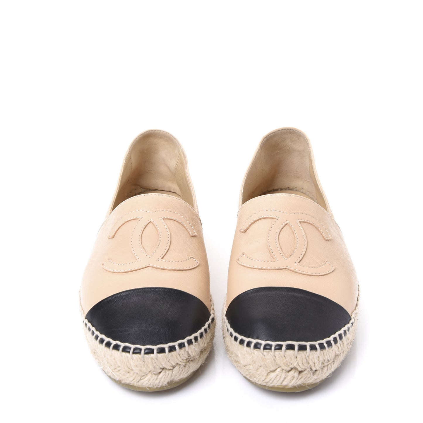 Lambskin CC Espadrilles 36 Beige Black