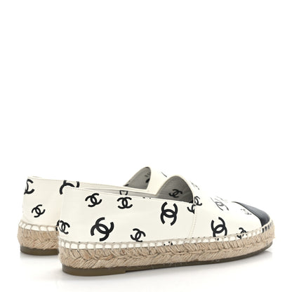 Chanel Lambskin Printed CC Espadrilles 38 White Black 4 of 8