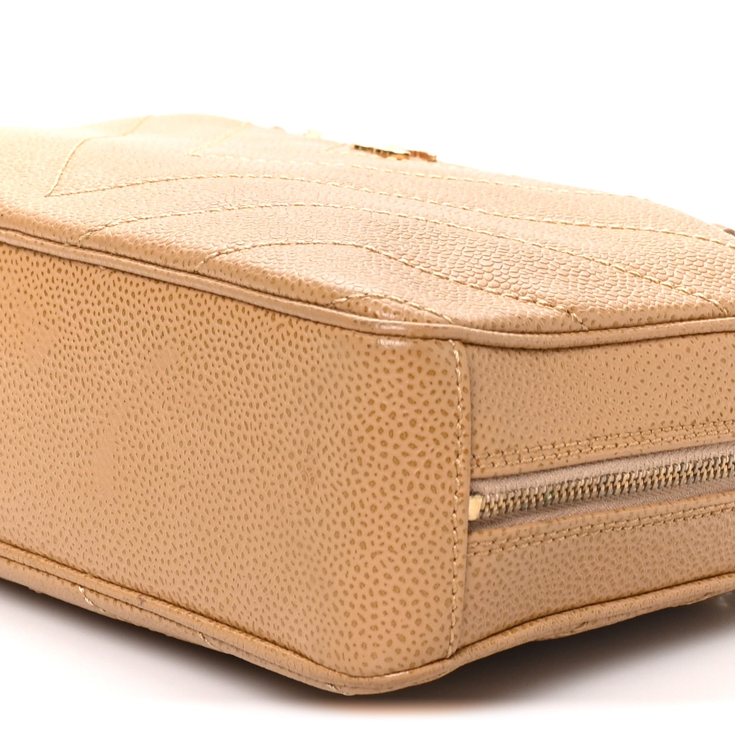 Chanel Caviar Chevron Quilted Camera Case Beige 11 of 11