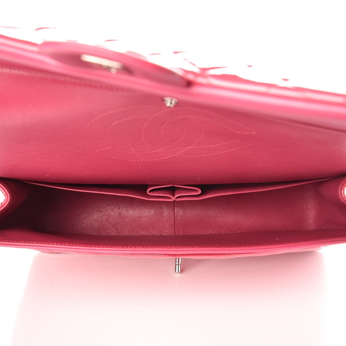 Patent Maxi Quilted Double Flap Dark Pink
