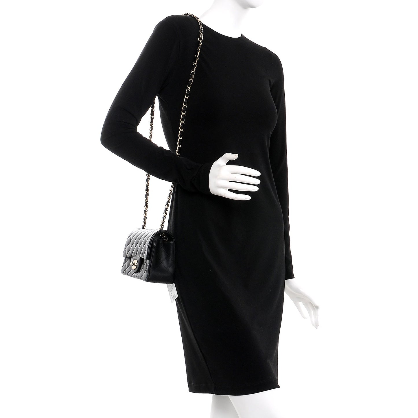 Lambskin Quilted Mini Rectangular Flap Black