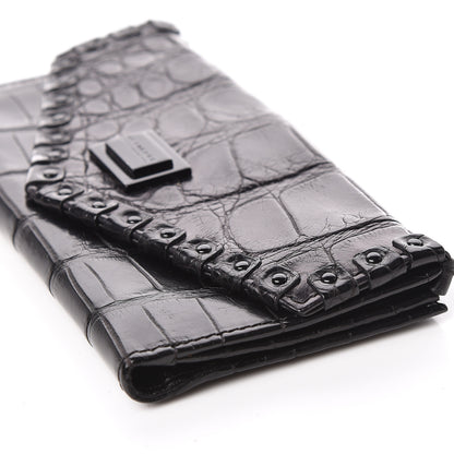 Burberry Alligator Continental Wallet Black 9 of 11