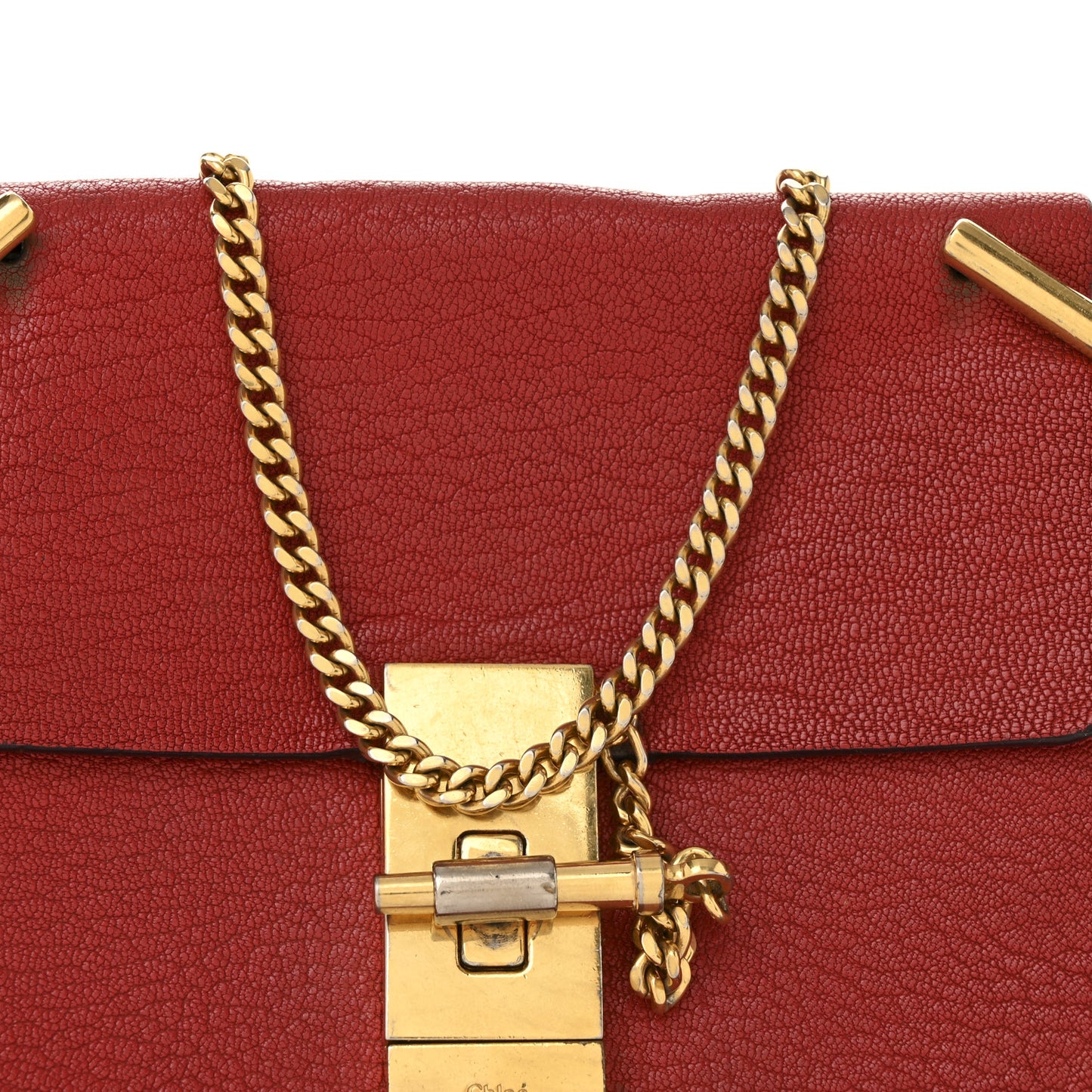 Grained Lambskin Mini Drew Shoulder Bag Plaid Red