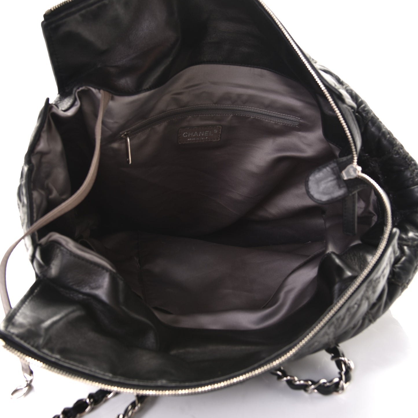 Lambskin Tweed Double Stitch Tote Black