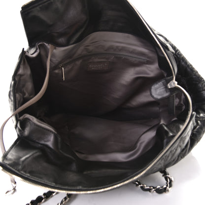 Chanel Lambskin Tweed Double Stitch Tote Black 4 of 5