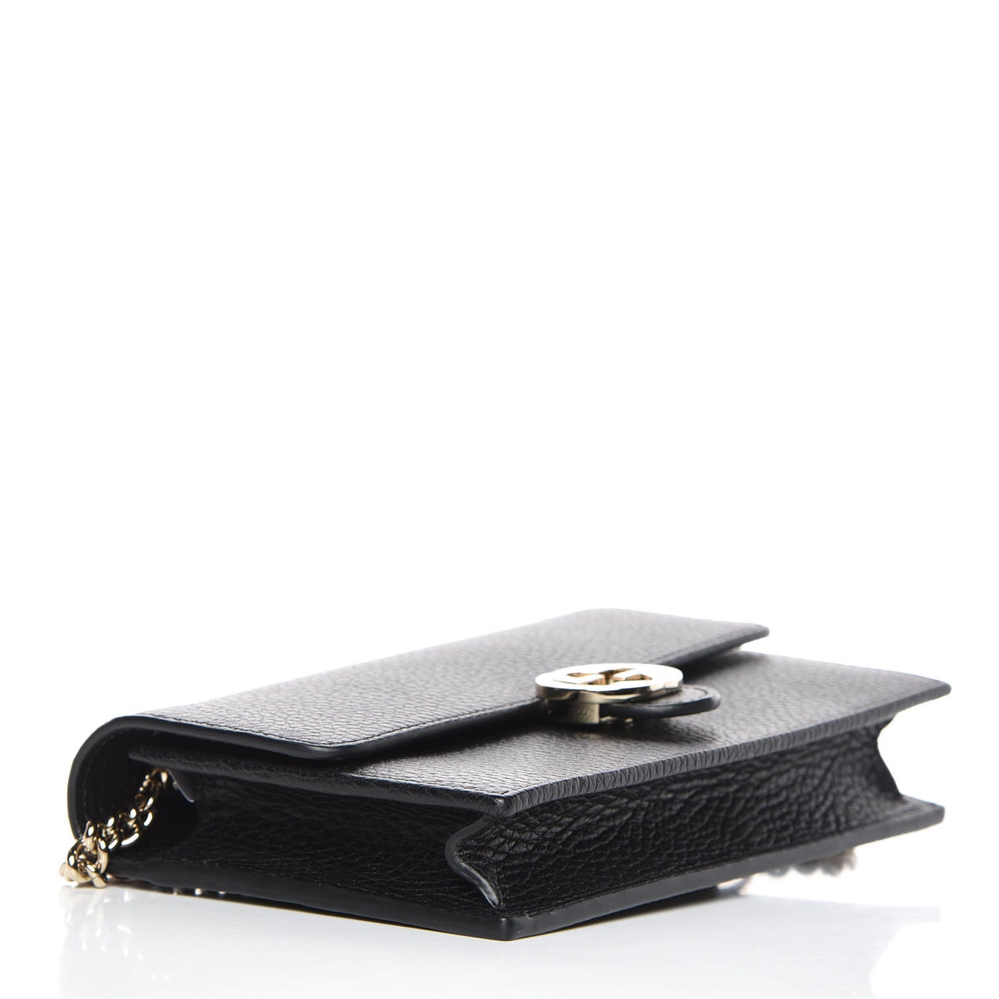 Dollar Calfskin Interlocking G Chain Wallet Black
