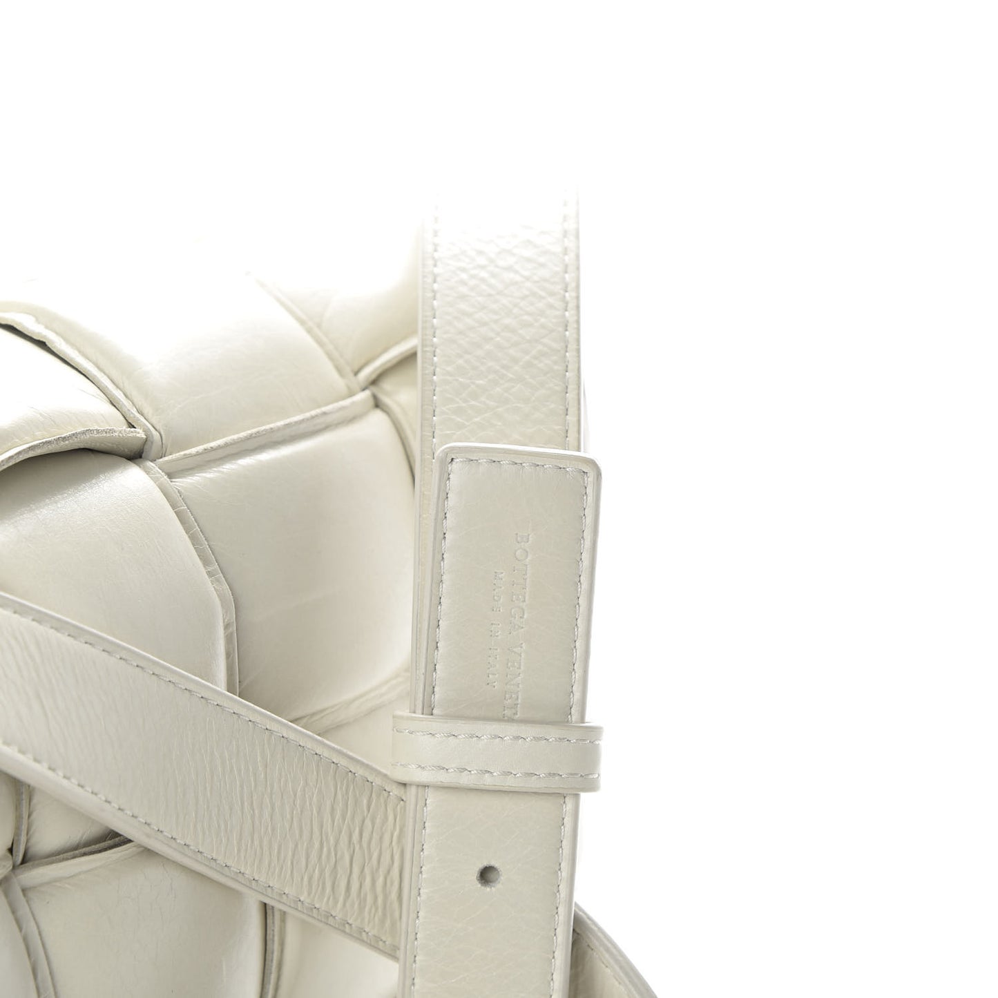 Paper Calfskin Maxi Intreccio Padded Cassette Crossbody Bag White