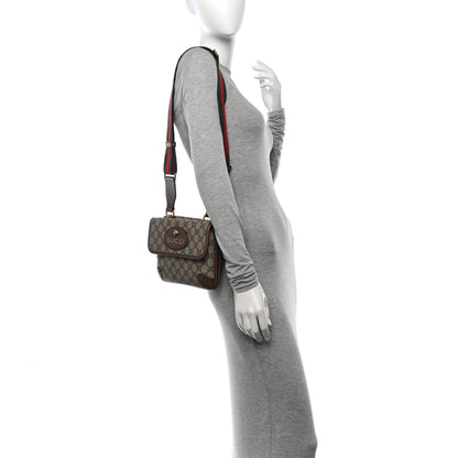 Gucci GG Supreme Monogram Web Small Neo Vintage Double Flap Messenger Bag Beige New Acero 2 of 16